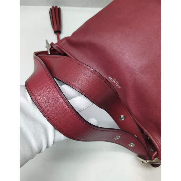 Coach Red Leather Duffle Zipper Closure Crossbody Shoulder Bag - Picture 6 of 16